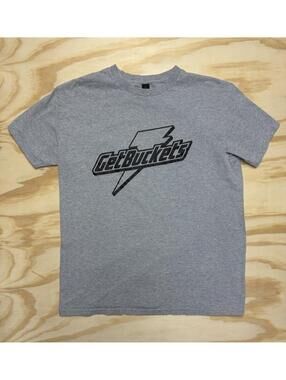 Gilded Heavy Cotton Get Buckets Men’s Medium, Gray Short Sleeve Crewneck T-Shirt